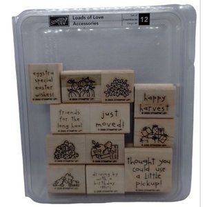 Stampin Up Loads of Love Accessories 12 Piece Rubber Stamp Kit Mounted Sayings